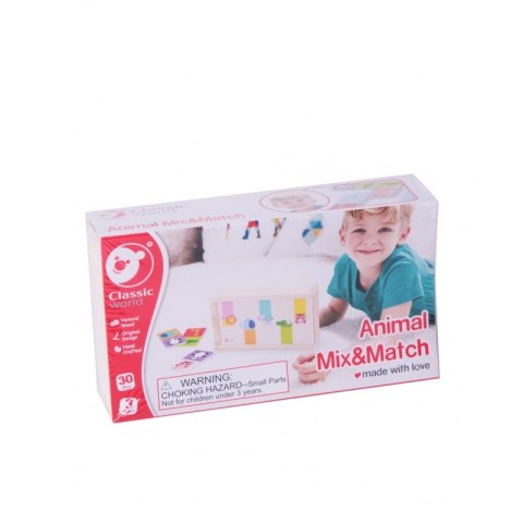 Classic World Drewniana Układanka Gra Domino - Zwierzątka 30 elementów