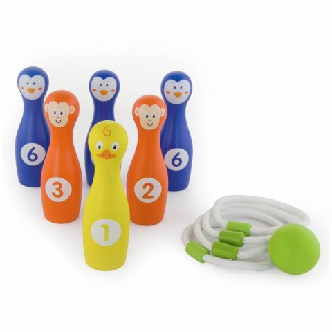 Drewniane kręgle zwierzątka z pierścieniami do rzucania Viga Toys