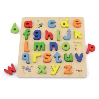 Puzzle Edukacyjne Drewniana Układanka Alfabet Literki Viga Toys
