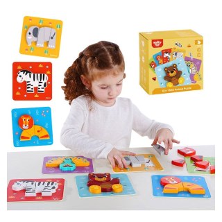 TOOKY TOY Drewniane Klocki Układanka Puzzle Zestaw 34 El. + 6 Planszy