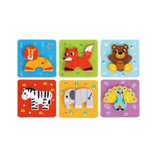 TOOKY TOY Drewniane Klocki Układanka Puzzle Zestaw 34 El. + 6 Planszy