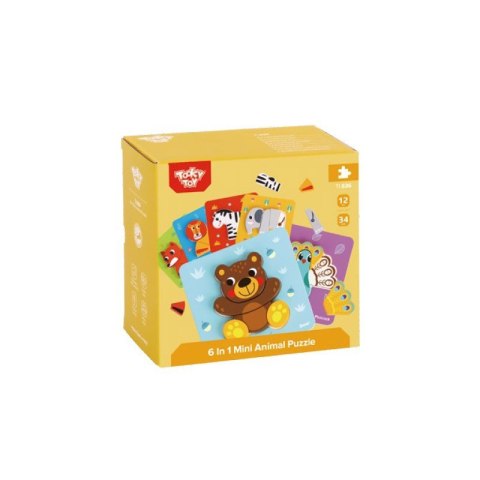 TOOKY TOY Drewniane Klocki Układanka Puzzle Zestaw 34 El. + 6 Planszy