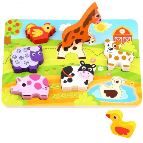 TOOKY TOY Grube Puzzle Układanka Farma 7 el.