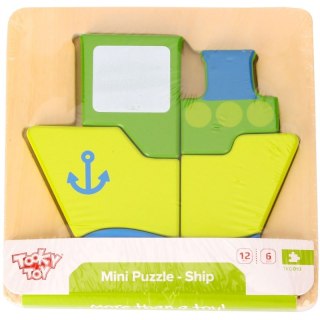 TOOKY TOY Puzzle Układanka Grube Klocki Statek 6 el.