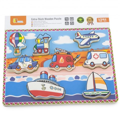 VIGA Grube Puzzle Pojazdy Dopasuj Kształty