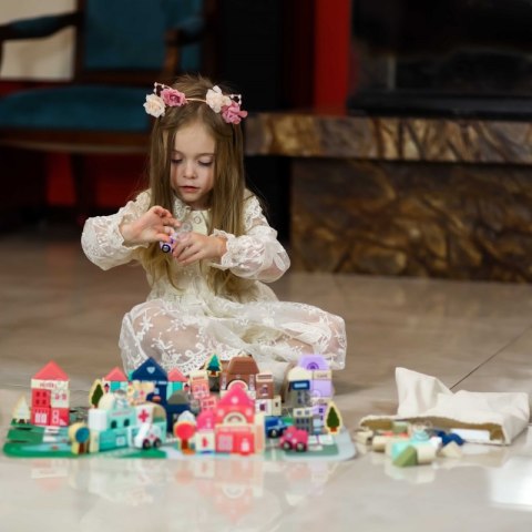 WOOPIE Drewniane Klocki Edukacyjne Zestaw Zbuduj Miasto Puzzle 135 el.