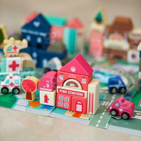 WOOPIE Drewniane Klocki Edukacyjne Zestaw Zbuduj Miasto Puzzle 135 el.