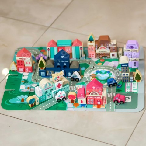 WOOPIE Drewniane Klocki Edukacyjne Zestaw Zbuduj Miasto Puzzle 135 el.