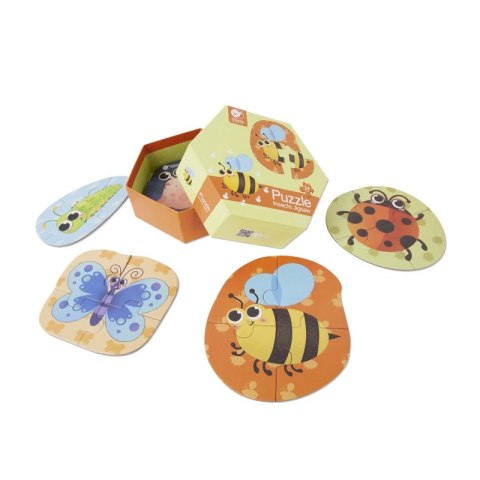 CLASSIC WORLD Drewniane Puzzle Owady Układanka Dla Dzieci 6 Obrazków 24 el.