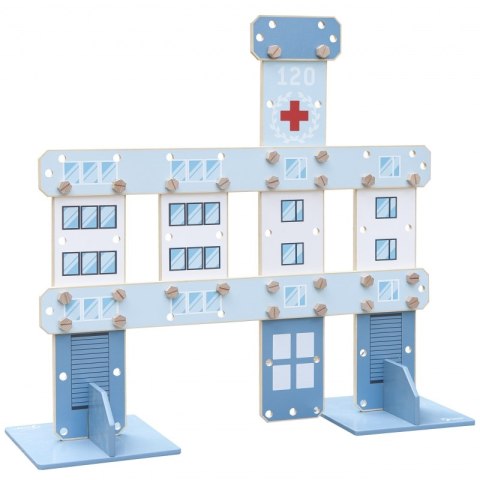 CLASSIC WORLD Ogromne Klocki Konstrukcyjne Drewniane Zestaw Szpital Kościół Wieża