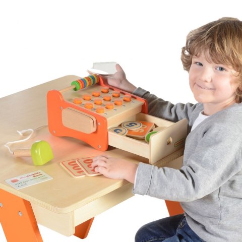 Drewniana Kasa Sklepowa Dla Dzieci + Pieniądze i Karta Kredytowa Masterkidz