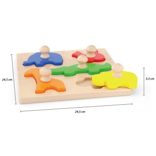 Viga Drewniane Puzzle z Pinezkami Zwierzęta