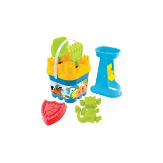 MOCHTOYS Zestaw do Piasku Zamek z Młynkiem Sitko Foremki Grabki Łopatka Wiaderko