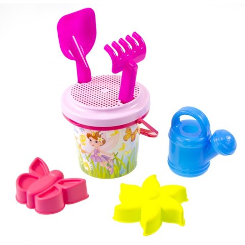 Mochtoys Zestaw Letni w Koszyku Konewka Grabki Łopatka Foremka MIX